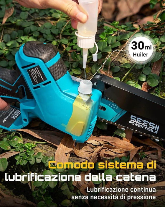 SEESII Brushless Mini Chainsaw 6 Inch, Handheld Saw with 2 * 4000 mAh Batteries(M6 Ace) - chainsaw-SeeSii