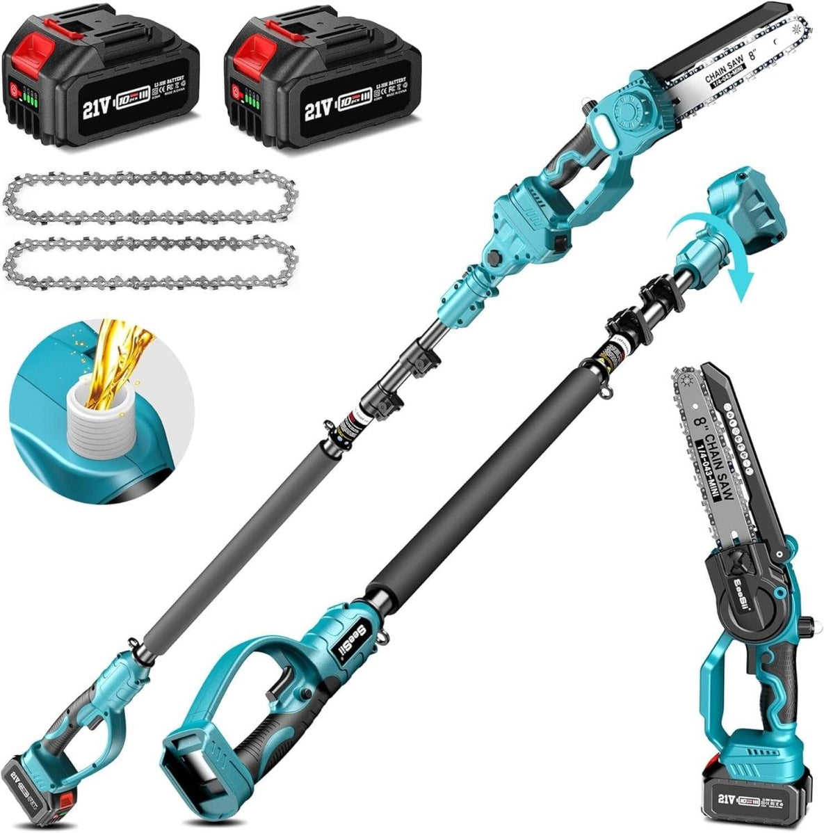 Fresh Fab Finds 2-in-1 Cordless Pole & Mini Chainsaw 8” Brushless w/ 21V Battery & Extender main image 1