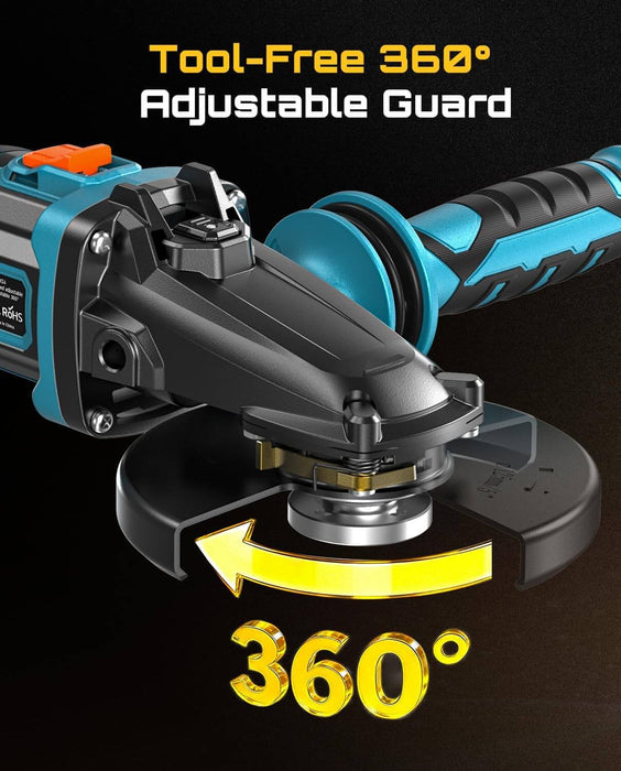 SEESII Flathead Brushless Angle Grinder with 2pcs 5.0Ah Batteries & Charger
4-1/2-5" Cut Off Tool, 6-Speed, 20ms Brake+Drop Protection 21V Cordless Grinder Kit for Metal Cutting, Auto, DIY