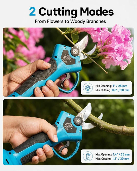 SEESII Cordless Electric Pruning Shears | 1.4 Inch Cutting Brushless Power Pruner, 2×2000mAh Batteries, Extra SK5 Blade, 2 - Speed Mode Garden Tree Branch Trimmer - Pruning Shears - SeeSii