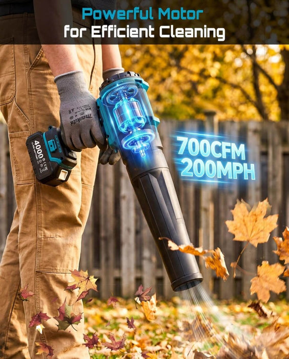 Seesii Cordless Leaf Blower 700CFM 200MPH, 2x 4.0Ah Battery, 2-in-1 Gutter Cleaning Tool - SeeSii