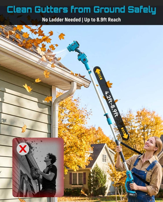 Seesii Cordless Leaf Blower 700CFM 200MPH, 2x 4.0Ah Battery, 2-in-1 Gutter Cleaning Tool - SeeSii