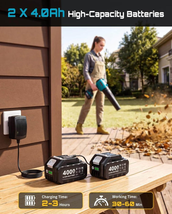 Seesii Cordless Leaf Blower 700CFM 200MPH, 2x 4.0Ah Battery, 2-in-1 Gutter Cleaning Tool - SeeSii