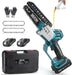 Seesii 6 Inch Brushless Cordless Mini Chainsaw Full Kit with 2 Batteries, 2 Chains, Safety Gloves, Goggles & Storage Case for Tree Branch Cutting