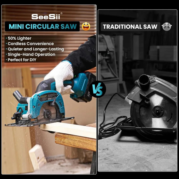 SeeSii Cordless Mini Circular Saw 4 - 1/ 2" Electric Compact Circular Saw 4000mah - SeeSii