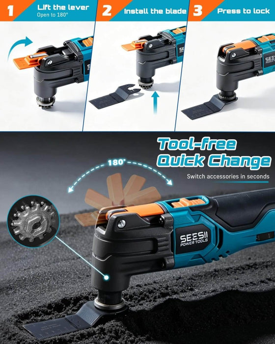 SEESII Cordless Oscillating Multi-Tool Kit, 6-Speed with 2.0Ah BatteryWYB001 - SEESII