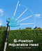 Seesii blue cordless pole hedge trimmer close-up, 135° 6-position adjustable cutting head for multi-angle garden hedge trimming
