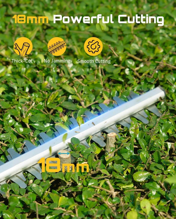 SEESII Cordless Pole Hedge Trimmer 20" Dual-Action Blade, 8FT Telescopic Pole, 2×4000mAh Battery, Adjustable Rotating Head - Pole Hedge Trimmer-SeeSii