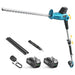 SEESII blue cordless pole hedge trimmer with 20 inch dual blade, 8ft telescopic pole & 2×4000mAh batteries for shrub trimming
