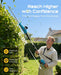 SEESII cordless pole hedge trimmer with 8ft rust-resistant aluminum telescopic pole for trimming tall garden hedges on ground