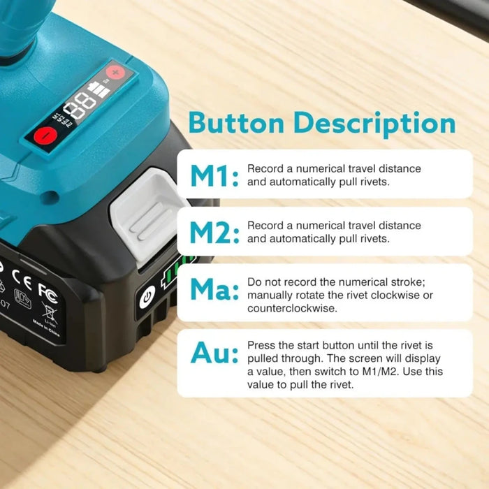 Seesii Cordless Rivet Gun Tool, 21V Electric Automatic Rivet & Rivet Nut Tool - SeeSii