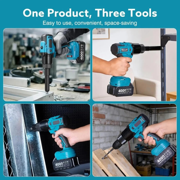 Seesii Cordless Rivet Gun Tool, 21V Electric Automatic Rivet & Rivet Nut Tool - SeeSii