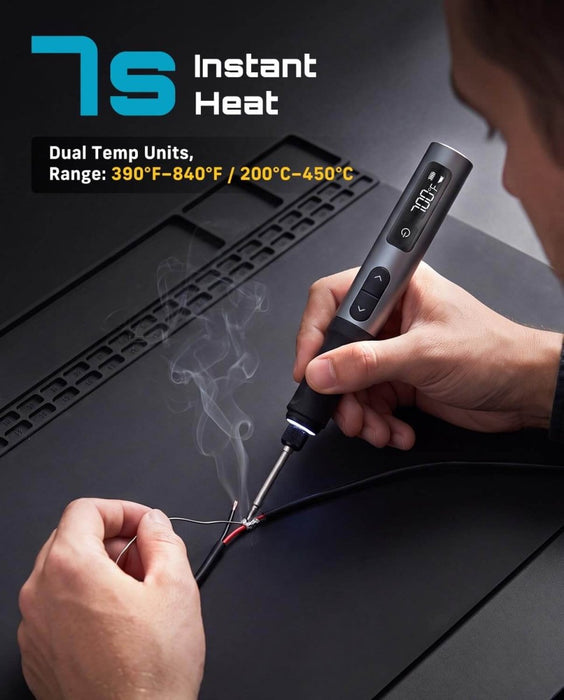 SEESII Cordless Soldering Iron Kit Digital Display 7S Fast Heating 390℉‑840℉(S01) - SeeSii