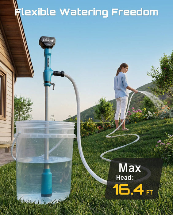SEESII Cordless Stick Water Pump, 2.2" Slim Head, Water & Diesel Transfer, 720GPH & 16FT Lift, 2×4.0Ah Lithium Batteries, 30-Min Runtime Per Battery, for Pool Garden Pond Boat Basement RV Rain Barrel - Cordless Stick Pump-SeeSii