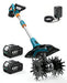 Seesii Cordless Tiller Cultivator, 20V Electric Tiller for Gardening with 2 x4.0Ah Batteries, 9" Tilling Width 6.6" Depth, Lightweight Adjustable Handle Rototiller for Lawn, Weeding & Soil Cultivation