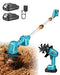 Seesii blue 2-in-1 cordless tiller cultivator full set with 2 batteries charger detachable extension rod for garden tilling weeding