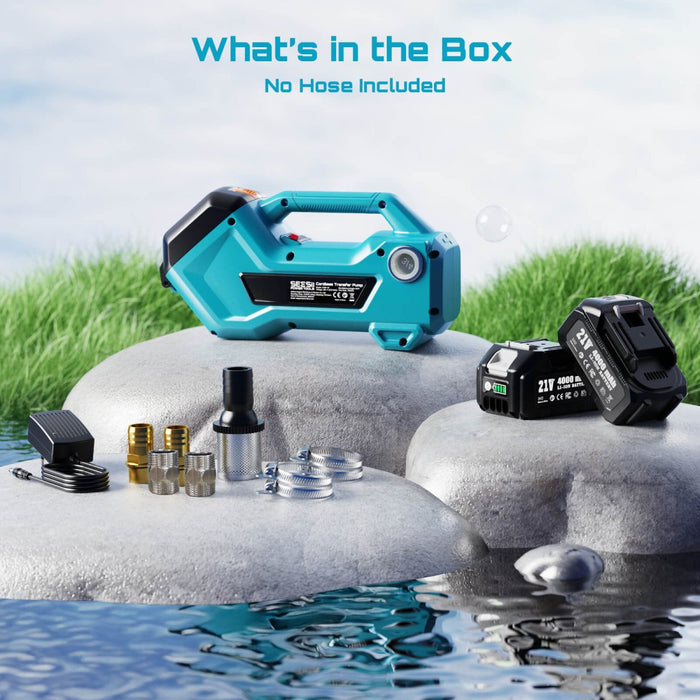 SEESII Cordless Transfer Pump, 760 GPH Self - Priming, Dual 4.0Ah Batteries — Portable Utility Pump for Water & Diesel, 65 - ft Head, 3/4" Garden - Hose Fitting - SeeSii