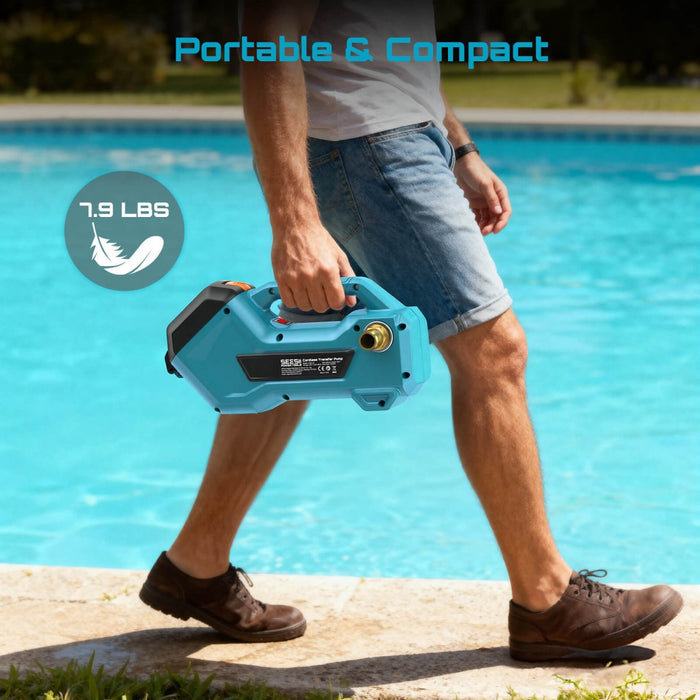 SEESII Cordless Transfer Pump, 760 GPH Self - Priming, Dual 4.0Ah Batteries — Portable Utility Pump for Water & Diesel, 65 - ft Head, 3/4" Garden - Hose Fitting - SeeSii