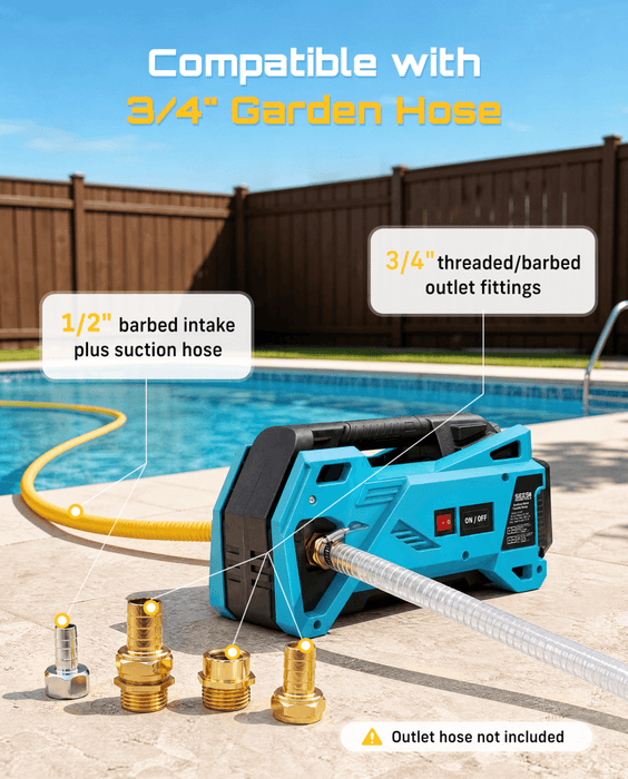 SEESII Cordless Water Transfer Pump, 9.84 FT Self-Priming, 2×4.0Ah Battery - Transfer Pump-SeeSii