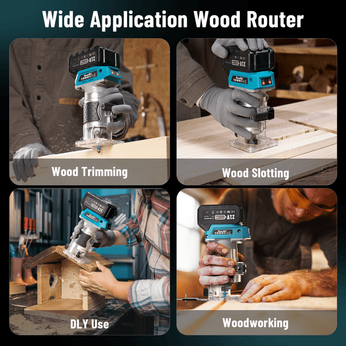 SEESII Cordless Wood Router Tool, Plunge Router for Woodworking, Dual 4 ...