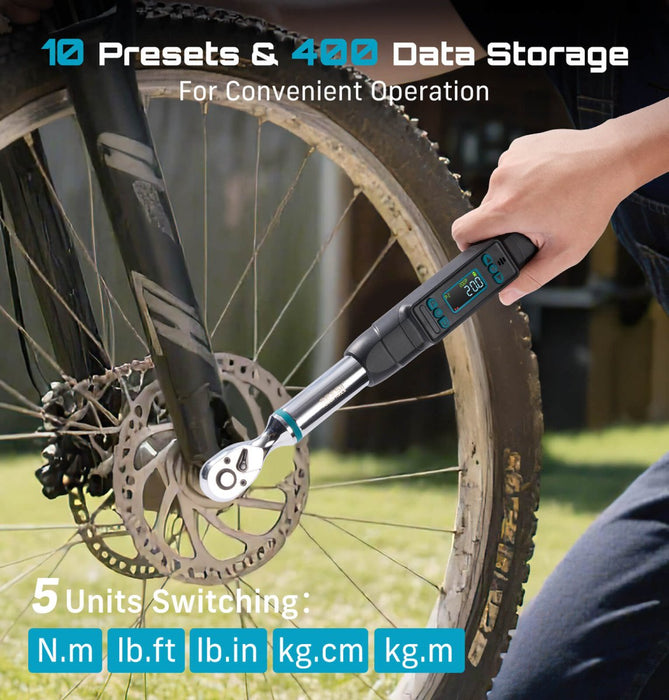 Seesii D2 Lite Pro 3/8" Digital Torque Wrench, 0–220 N·m (162 ft - lb), ±2% Accuracy, LCD, Peak/Real - Time, Presets & Memory - ratchet wrench - SeeSii