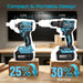 Seesii Electric 3/8'' Drill & 1/4'' Cordless Impact Driver Brushless 2 Tool Combo Kit - SeeSii