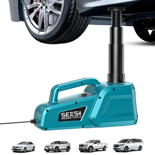 SEESII Electric Car Jack 5 Ton: 12V Hydraulic Car Jack with Remote Control & LED - car jack-SeeSii