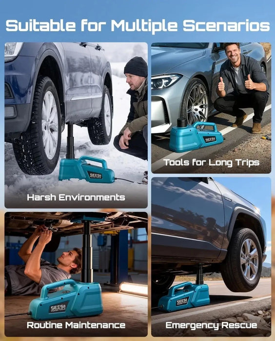 SEESII Electric Car Jack 5 Ton: 12V Hydraulic Car Jack with Remote Control & LED - car jack-SeeSii
