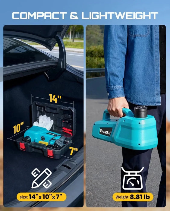 SEESII Electric Car Jack 5 Ton: 12V Hydraulic Car Jack with Remote Control & LED - car jack-SeeSii