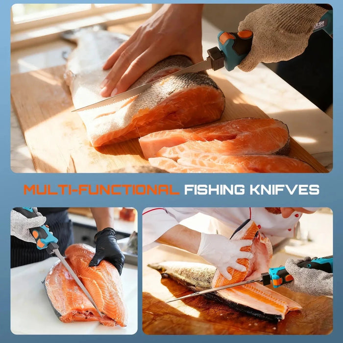 Seesii Electric Cordless Fillet Knife for Fish with 4 Blades, 2xRechargeble Battery - SeeSii