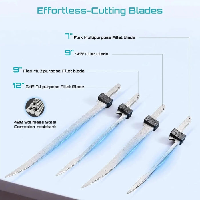 Seesii Electric Cordless Fillet Knife for Fish with 4 Blades, 2xRechargeble Battery - SeeSii