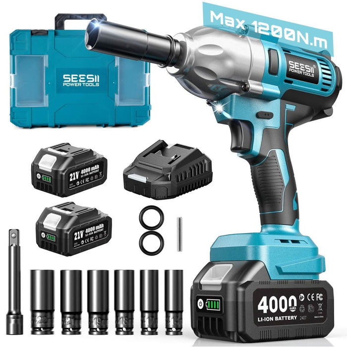 Seesii Electric Cordless Impact Wrench 1/2 885 FT - LBS(1200N.m) - SeeSii
