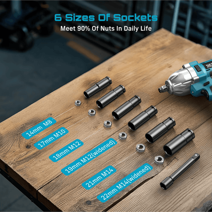 Seesii Electric Cordless Impact Wrench 1/2 885 FT - LBS(1200N.m) - SeeSii