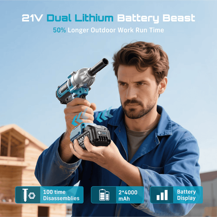 Seesii Electric Cordless Impact Wrench 1/2 885 FT - LBS(1200N.m) - SeeSii