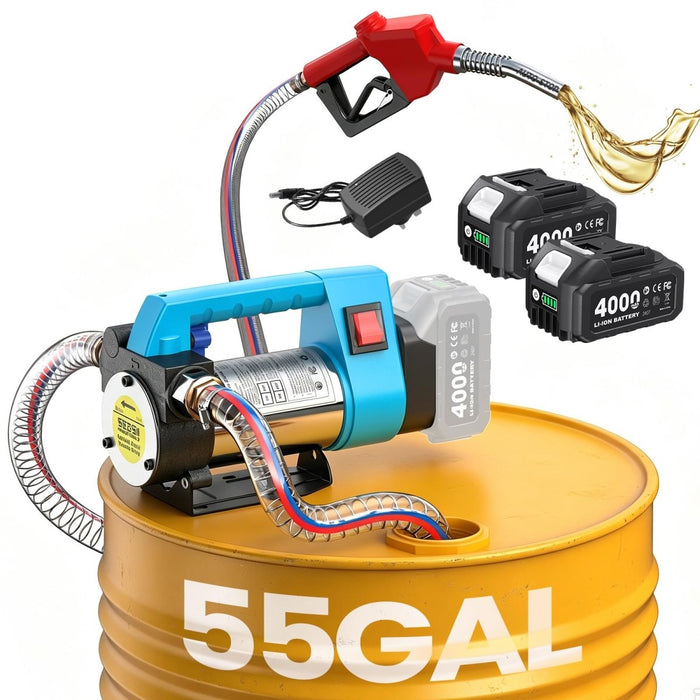SEESII Electric Diesel Pump Battery 45L/min Auto Stop Fuel Gun with 2 x 4.0 Ah batteries - SEESII
