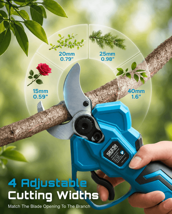 SEESII Electric Pruning Shears, 1.6" Cut Cordless Pruner, 2x4.0Ah Batteries Brushless Motor, SK5 Blade, LCD Display, 4 Modes, 2500+ Cuts, Auto Sleep, Lightweight Branch Cutter for Garden Tree Trimming - Pruning Shears-SeeSii