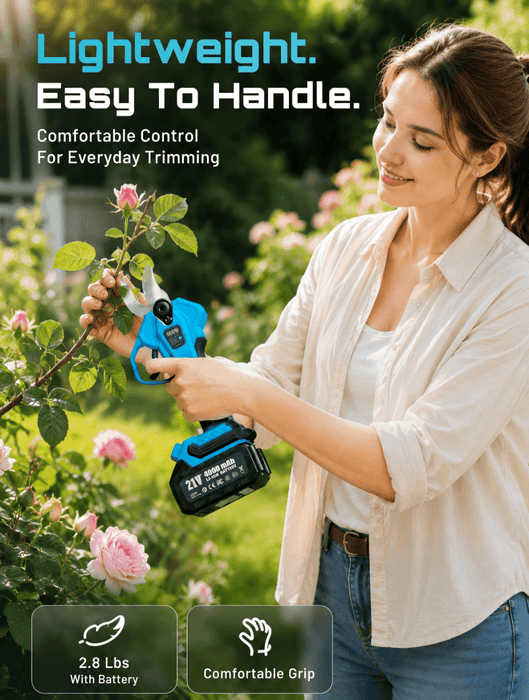 SEESII Electric Pruning Shears, 1.6" Cut Cordless Pruner, 2x4.0Ah Batteries Brushless Motor, SK5 Blade, LCD Display, 4 Modes, 2500+ Cuts, Auto Sleep, Lightweight Branch Cutter for Garden Tree Trimming - Pruning Shears-SeeSii