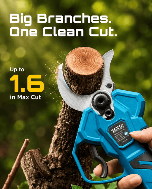 SEESII Electric Pruning Shears, 1.6" Cut Cordless Pruner, 2x4.0Ah Batteries Brushless Motor, SK5 Blade, LCD Display, 4 Modes, 2500+ Cuts, Auto Sleep, Lightweight Branch Cutter for Garden Tree Trimming - Pruning Shears-SeeSii