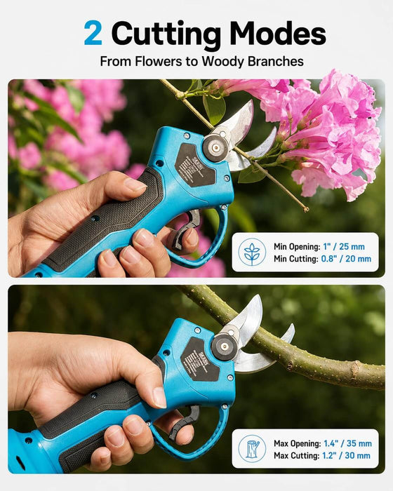 SEESII Cordless Electric Pruning Shears with 2 Adjustable Cutting Modes, Trim from 0.8" Thin Flower Stems up to 1.2" Thick Woody Branches, Ideal for Multi-Size Garden Plant & Fruit Tree Pruning