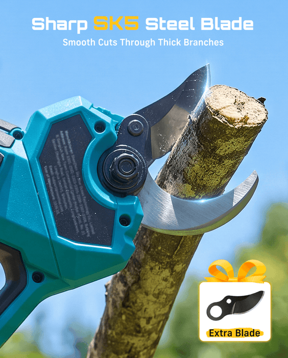 SEESII Electric Pruning Shears Upgraded, 1.6" Cordless Pruner Brushless 2 x 4000mAh Batteries, Up to 4000 Cuts, LCD Display, Safety Switch, SK5 Blade, Branch Cutter for Tree Garden Trimming - Pruning Shears-SeeSii