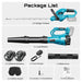 Seesii hedge trimmer and leaf blower combo package list, including 2 batteries, charger, blade cover, safety guard, tools and user manual