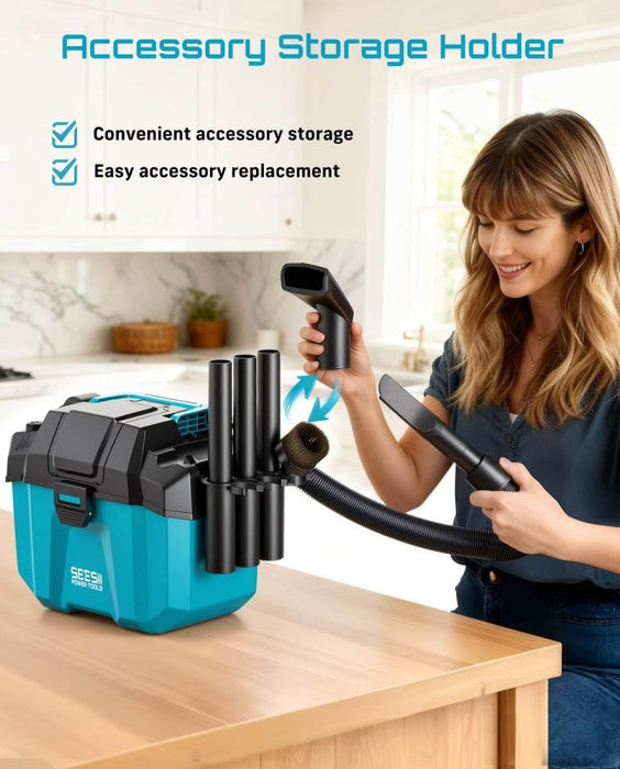SEESII K‑903 2.6 Gal Cordless wet dry vacuum – 2×4 Ah Batteries - SeeSii