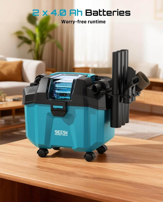 SEESII K‑903 2.6 Gal Cordless wet dry vacuum – 2×4 Ah Batteries - SeeSii