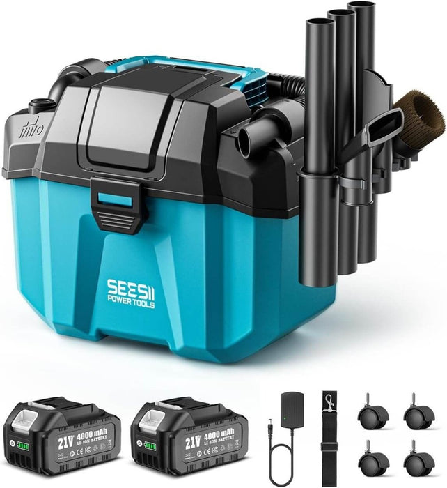SEESII K‑903 2.6 Gal Cordless wet dry vacuum – 2×4 Ah Batteries - SeeSii