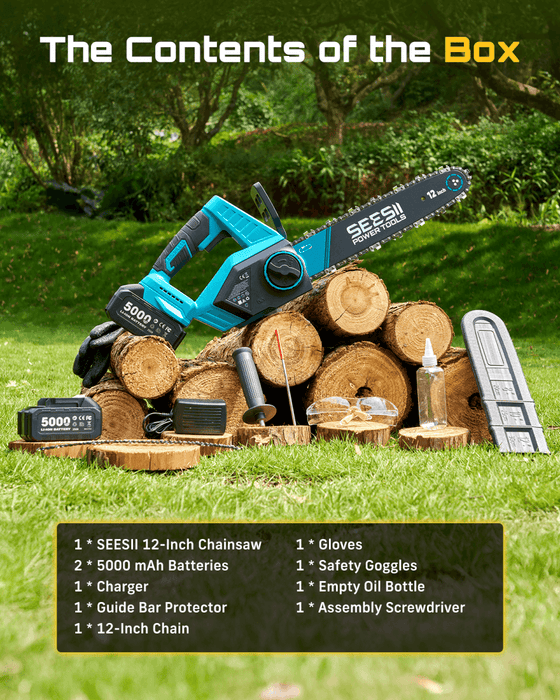 SeeSii M12 Ace Battery Chainsaw 12 Inch with 2*4000mAh Batteries - chainsaw - SeeSii