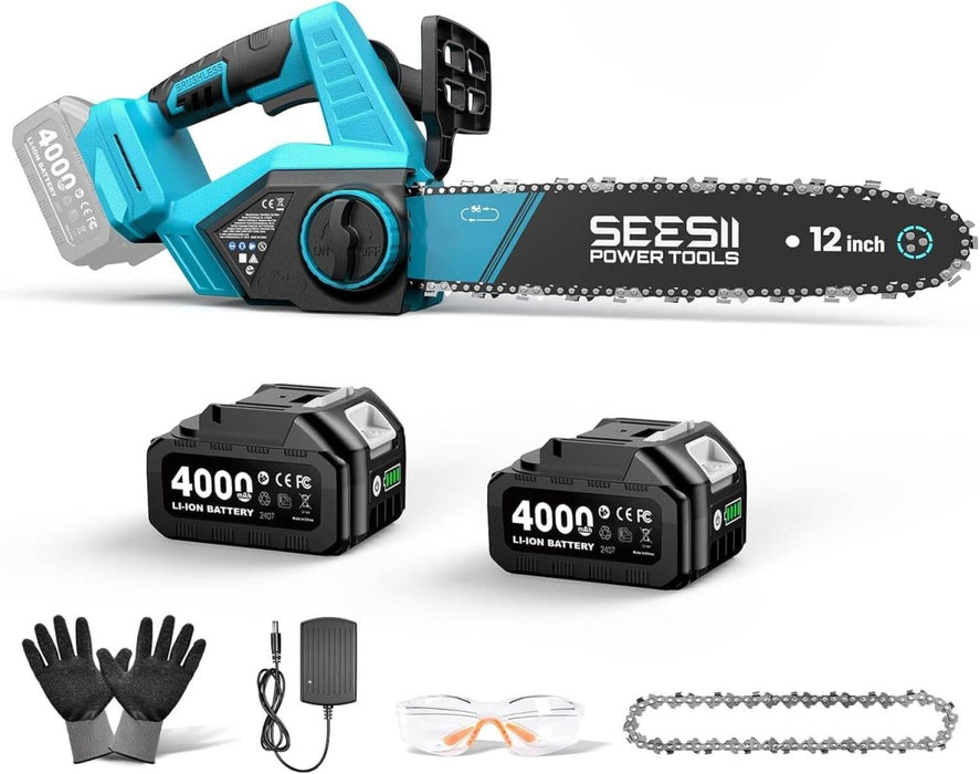 SeeSii M12 Ace Battery Chainsaw 12 Inch with 2*4000mAh Batteries - chainsaw - SeeSii