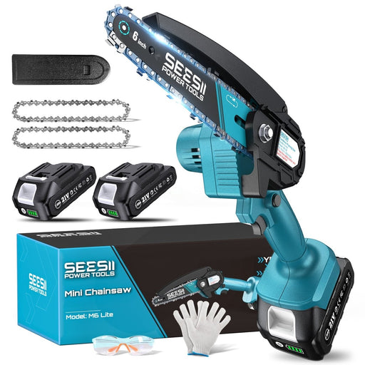 Seesii M6 Lite 6 inch Mini Chainsaw Cordless,2x2000mAh Battery Chainsaw - chainsaw - SeeSii