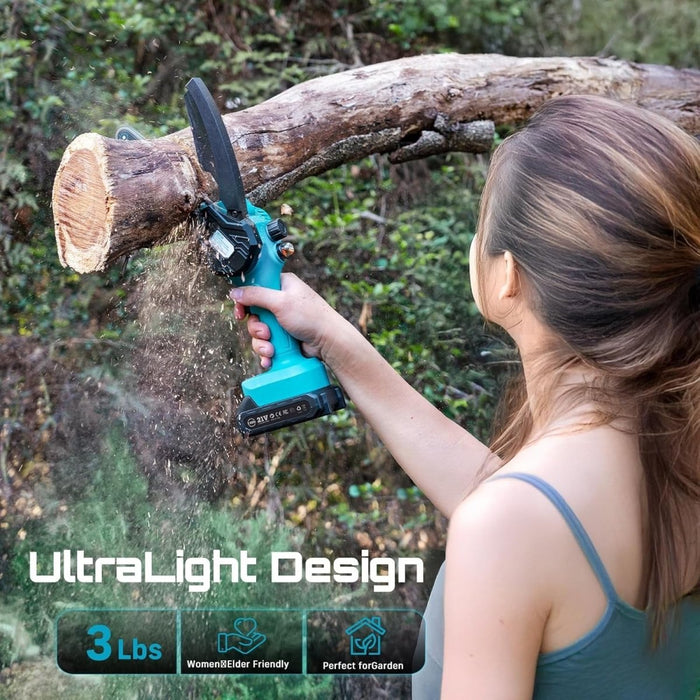 Seesii M6 Plus 6 inch Mini Chainsaw Cordless,2x2000mAh Battery Chainsaw - chainsaw - SeeSii