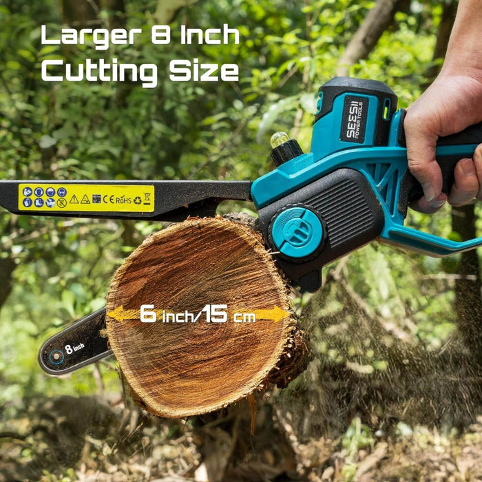 SEESII M8 Boost 8" Cordless Mini Chainsaw | 2025 Updated Brushless Motor & 2x 4000mAh Batteries | Simple & Reliable Tool for Easy Backyard Pruning - chainsaw - SeeSii