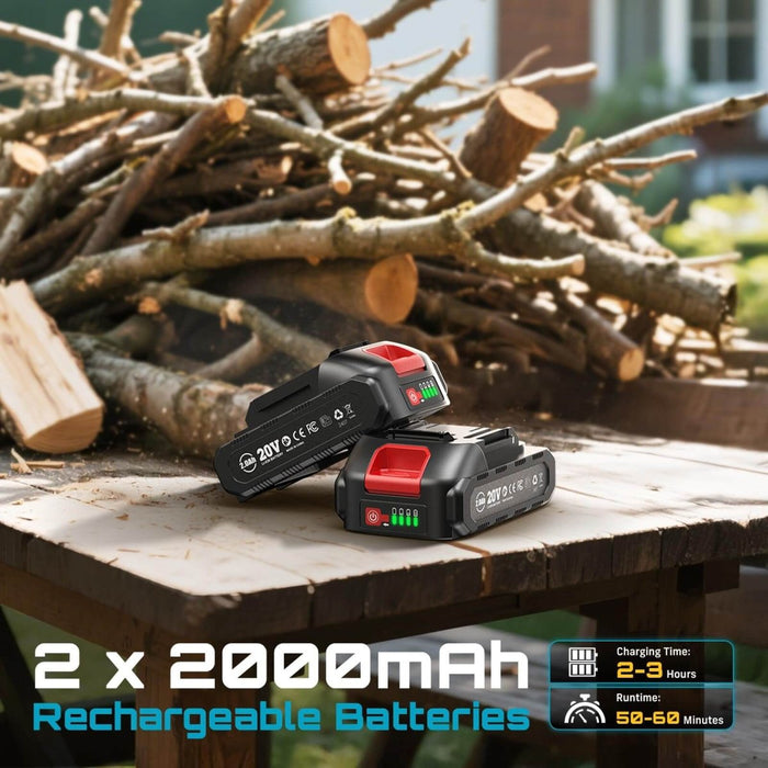 SEESII Mini Chainsaw & Pruning Shears: 6" Electric Saw Brushless & 1.3" Pruner with 2×2.0Ah Batteries - SeeSii